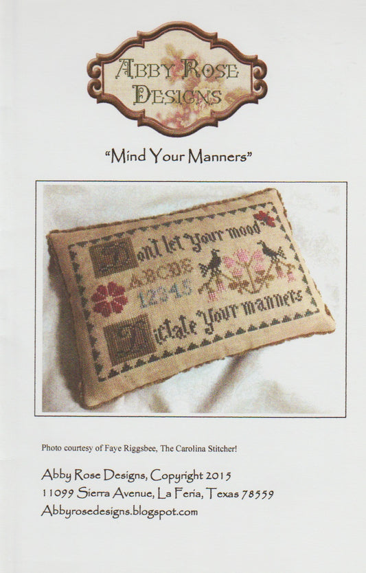 Abby Rose Mind Your Manners cross stitch pattern