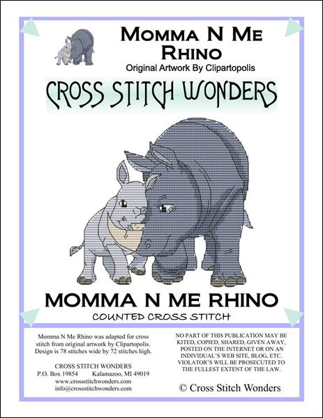Cross Stitch Wonders Marcia Manning Momma N Me Rhino Cross stitch pattern