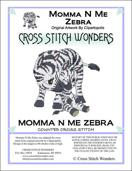 Cross Stitch Wonders Marcia Manning Momma N Me Zebra Cross stitch pattern