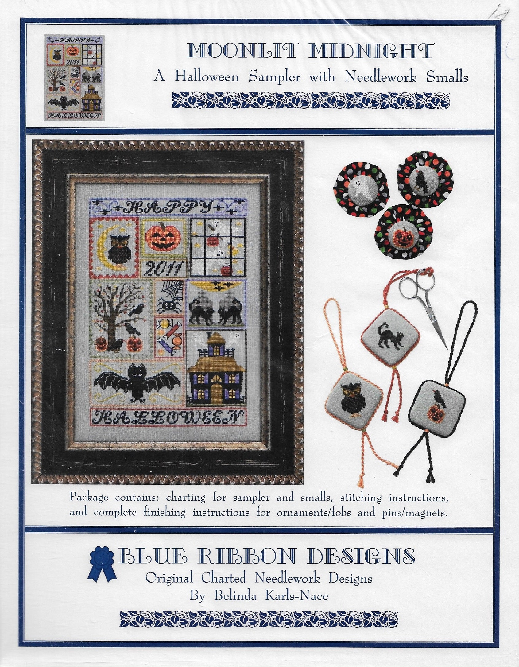 Blue Ribbon Moonlit Midnight halloween cross stitch pattern