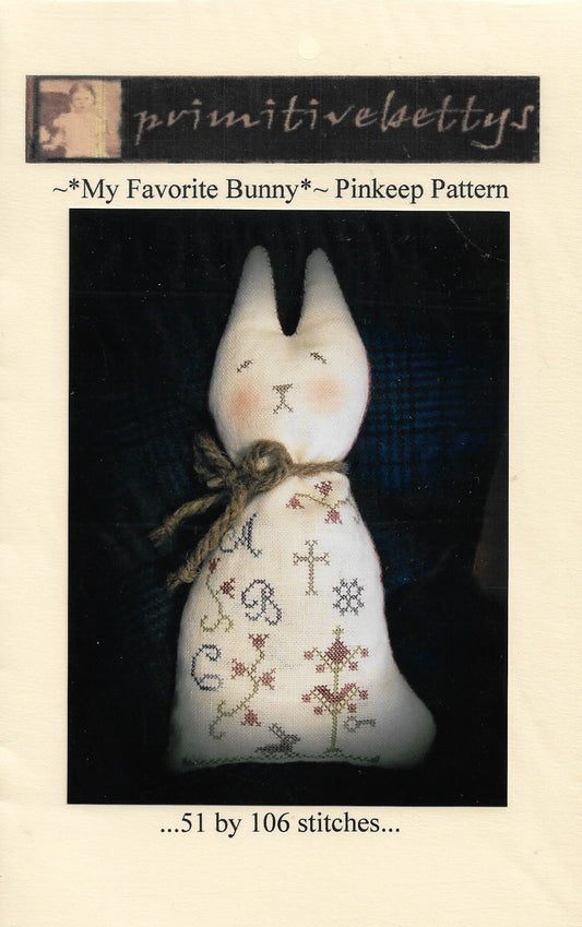Primitive Bettys My Favorite Bunny Pinkeep cross stitch pattern