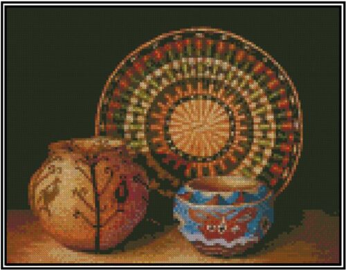 Valentina's Native American Basket and Potteries cross stitch pattern