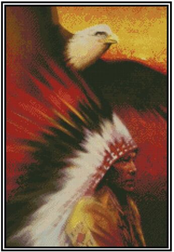 Valentina's Native American Indian with Eagle 21-113 cross stitch pattern