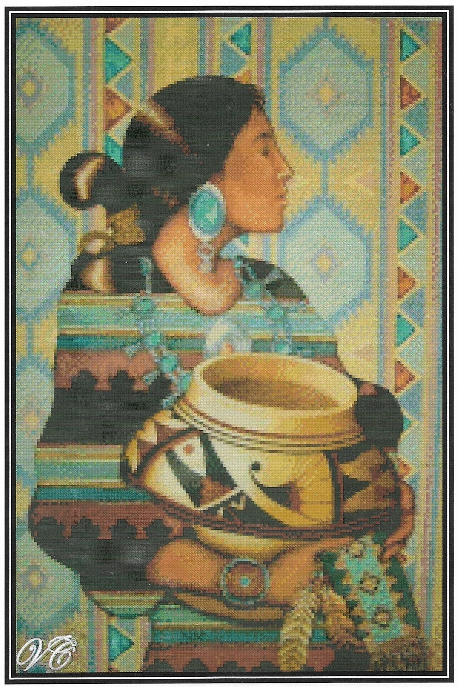 Valentina's Native American Woman with Pot 21-134 cross stitch pattern