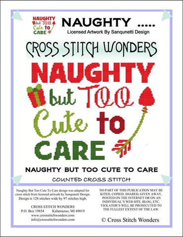 Cross Stitch Wonders Marcia Manning Naughty But Too Cute To Care Cross stitch pattern