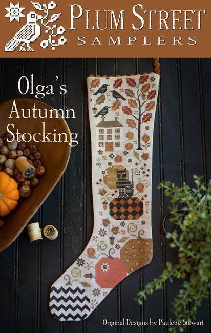 Plum Street Samplers Olga's Autumn Stocking cross stitch stockong pattern