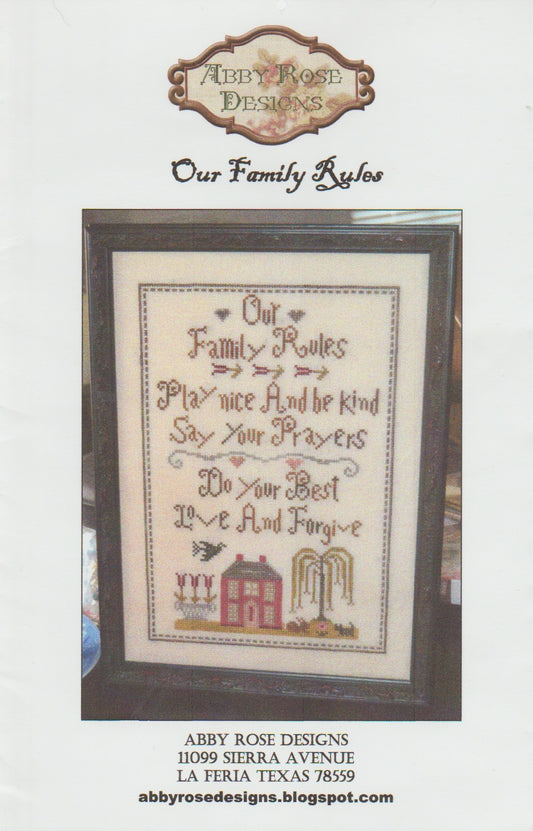 Abby Rose Our Family Rules cross stitch pattern