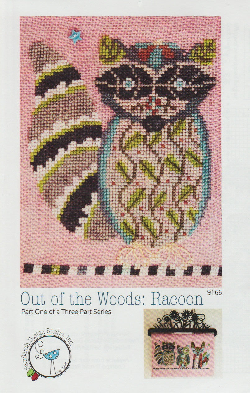 Sam Sarah Out of the Woods: Racoon cross stitch pattern