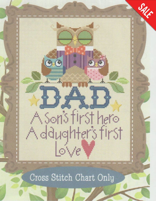 Brooke's Books Owl Dad cross stitch pattern