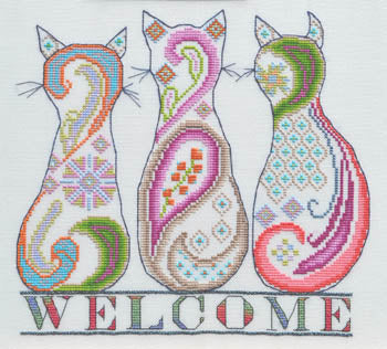 MarNic Paisley Cat Welcome 2014-24 cross stitch pattern