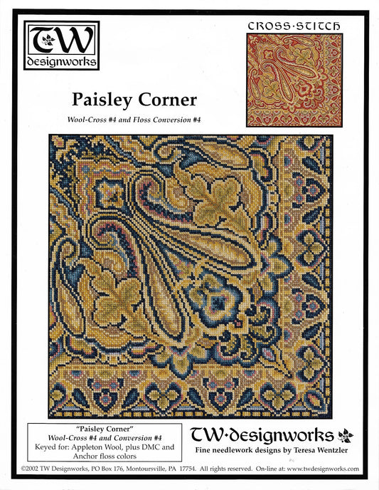 Teresa Wentzler Design Works Paisley Corner cross stitch rug pattern