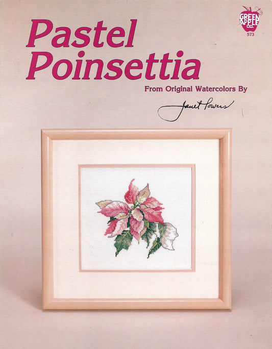 Green Apple Pastel Poinsettia flower cross stitch pattern