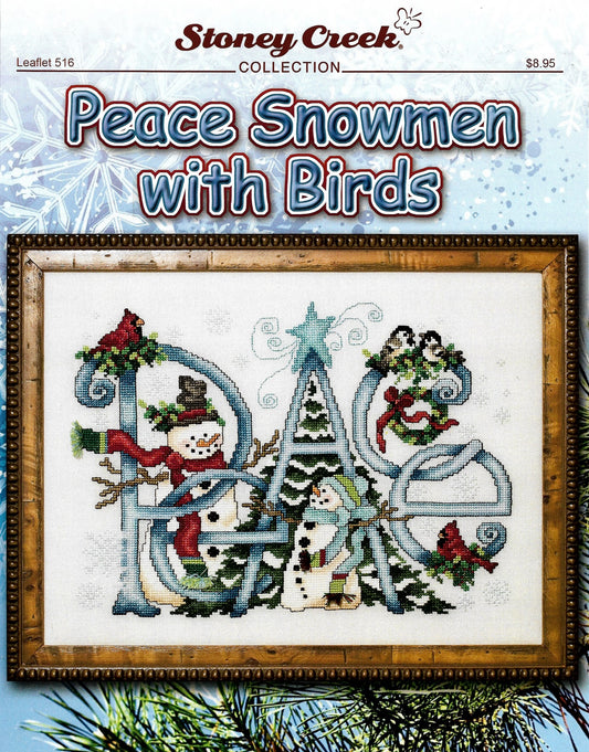 Stoney Creek Peace Snowman with Birds LFT516 christmas cross stitch pattern