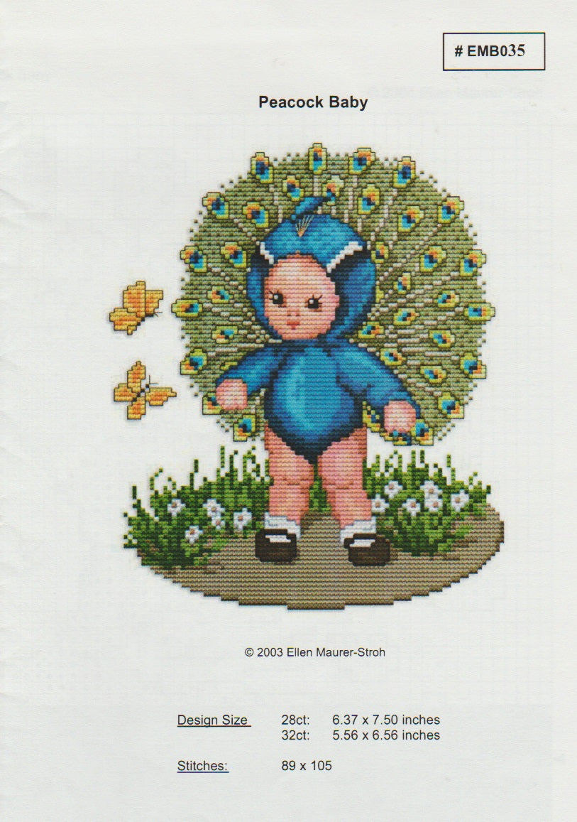 Ellen Maurer-Stroh Peacock Baby EMB035 cross stitch pattern
