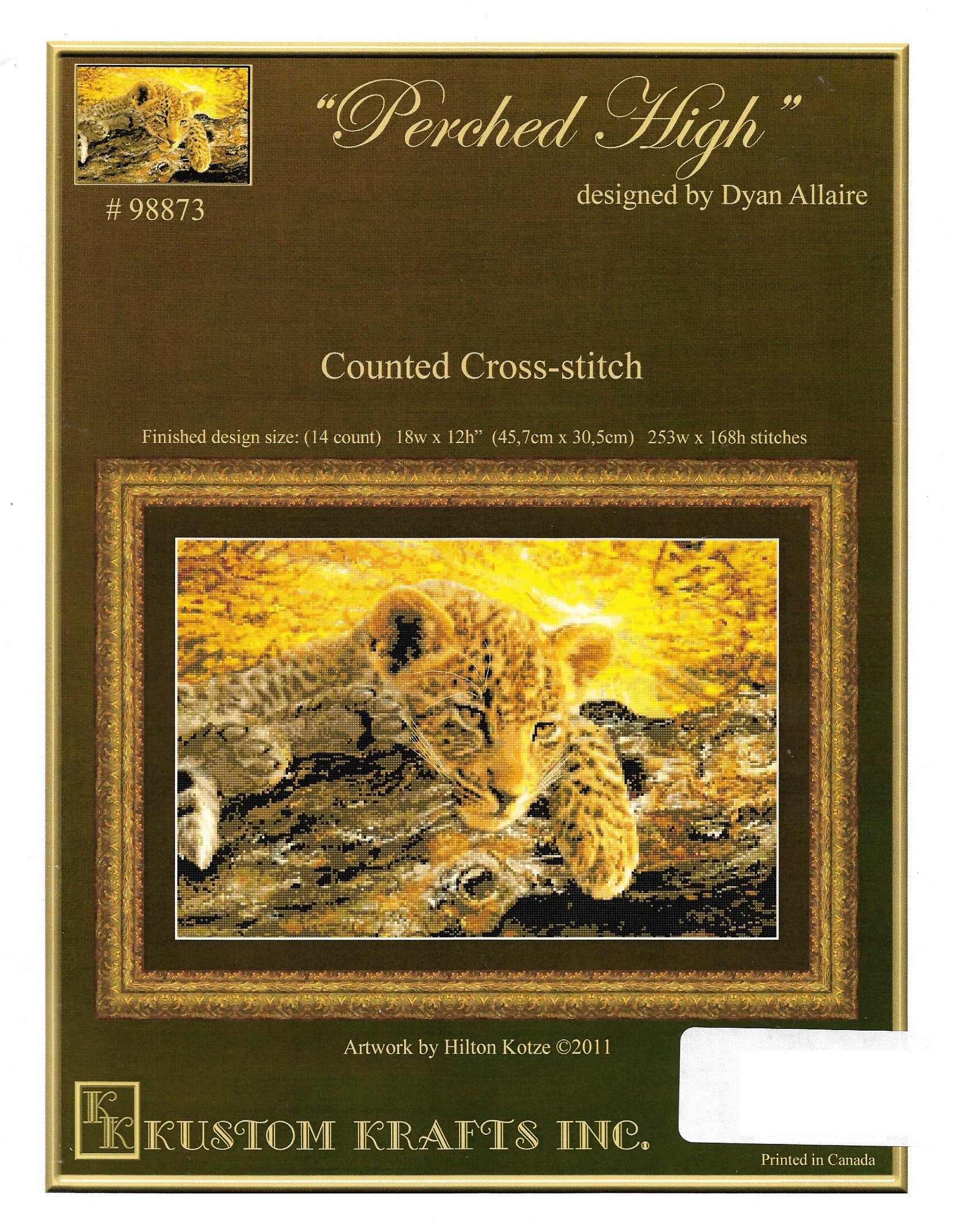 Kustom Krafts Perched High 98873 tiger cross stitch pattern