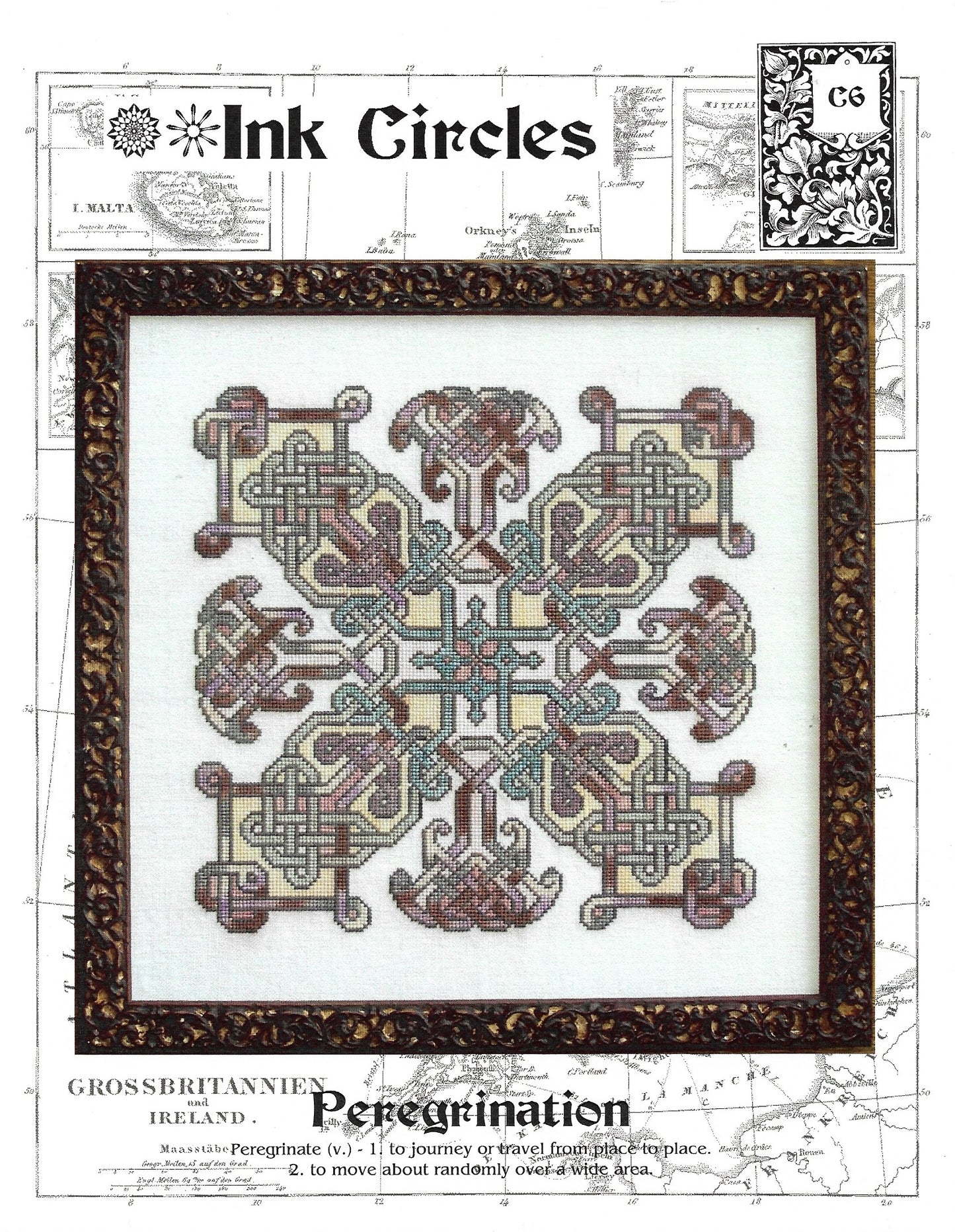 Ink Circles Peregrination, C6 cross stitch pattern