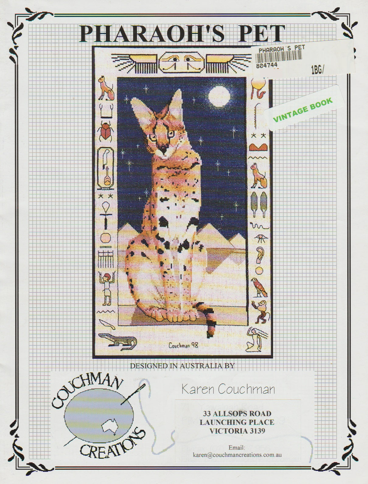 Couchman Creations Pharaoh's Pet Egyptian cross stitch pattern