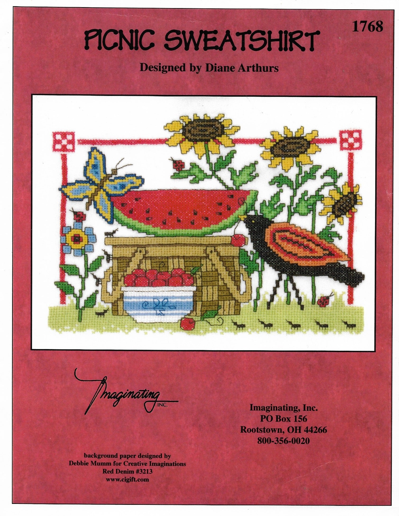 Imaginating Picnic Sweatshirt 1768 cross stitch pattern