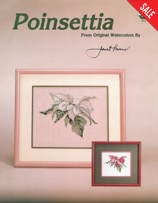 Green Apple Poinsettia flower cross stitch pattern
