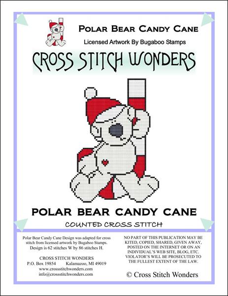 Cross Stitch Wonders Carolyn Manning Polar Bear Candy Cane Critter Christmas Cross stitch pattern