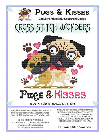 Cross Stitch Wonders Marcia Manning Pugs & Kisses Cross stitch pattern