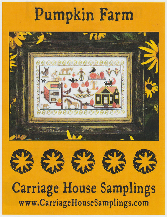 Carriage House Pumpkin Farm cross stitch sampler pattern