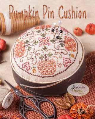 Jeannette Douglas Pumpkin Pincushion cross stitch pin cushion pattern