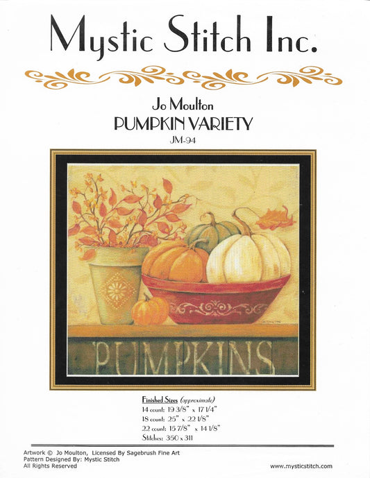 Mystic Stitch Pumpkin Variety JM-94 Autumn cross stitch pattern