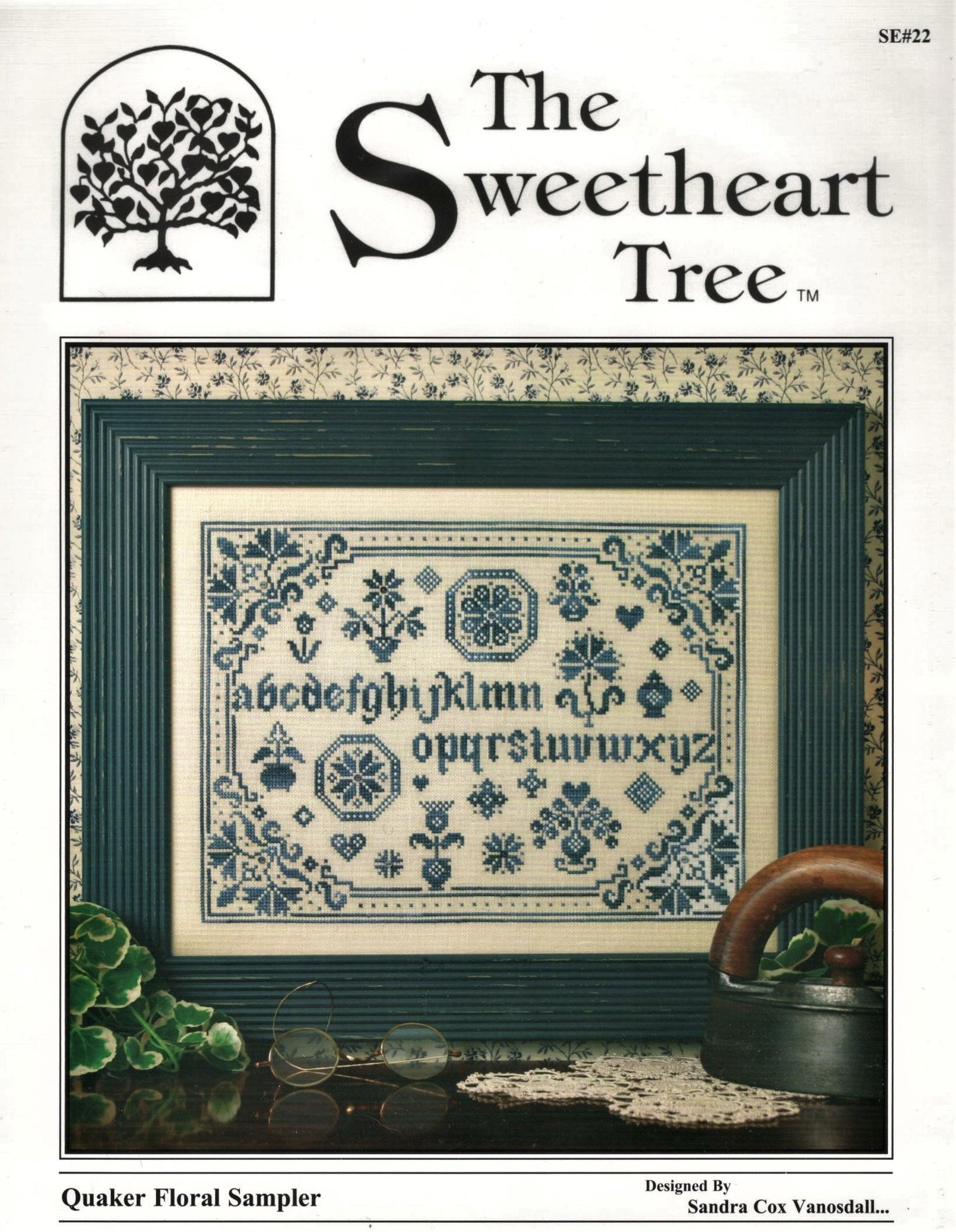 Sweetheart Tree Quaker Floral Sampler cross stitch pattern SE#22
