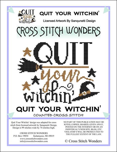 Cross Stitch Wonders Marcia Manning Quit Your Witchin Cross stitch pattern