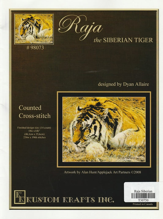 Kustom Krafts Raja the Siberian Tiger cross stitch pattern