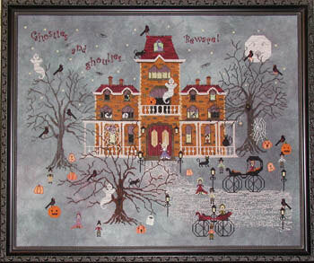 Praiseworthy Stitches Ravenmoon Hall halloween cross stitch pattern