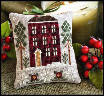 Little House Needleworks Red House In Winter ADU-15 cross stitch pattern