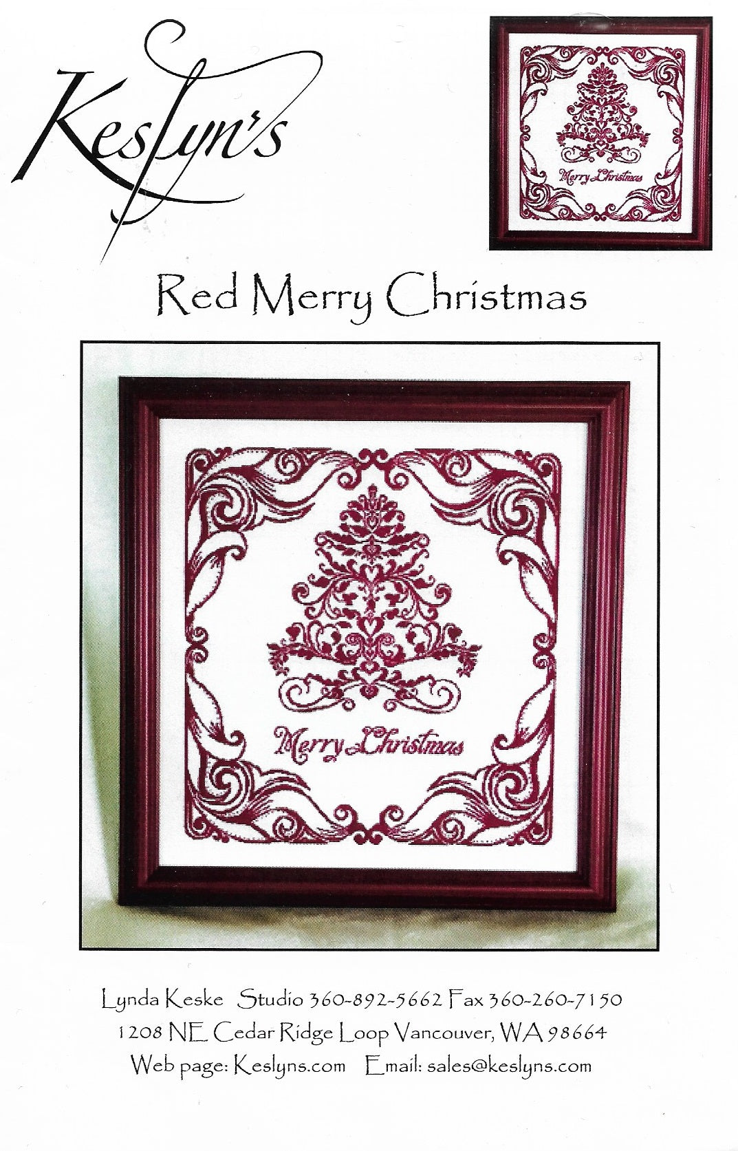 Keslyn's Red Merry Christmas cross stitch pattern