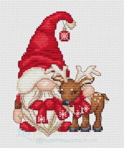 Les petites croix de Lucie Reindeer Christmas Gnome cross stitch pattern
