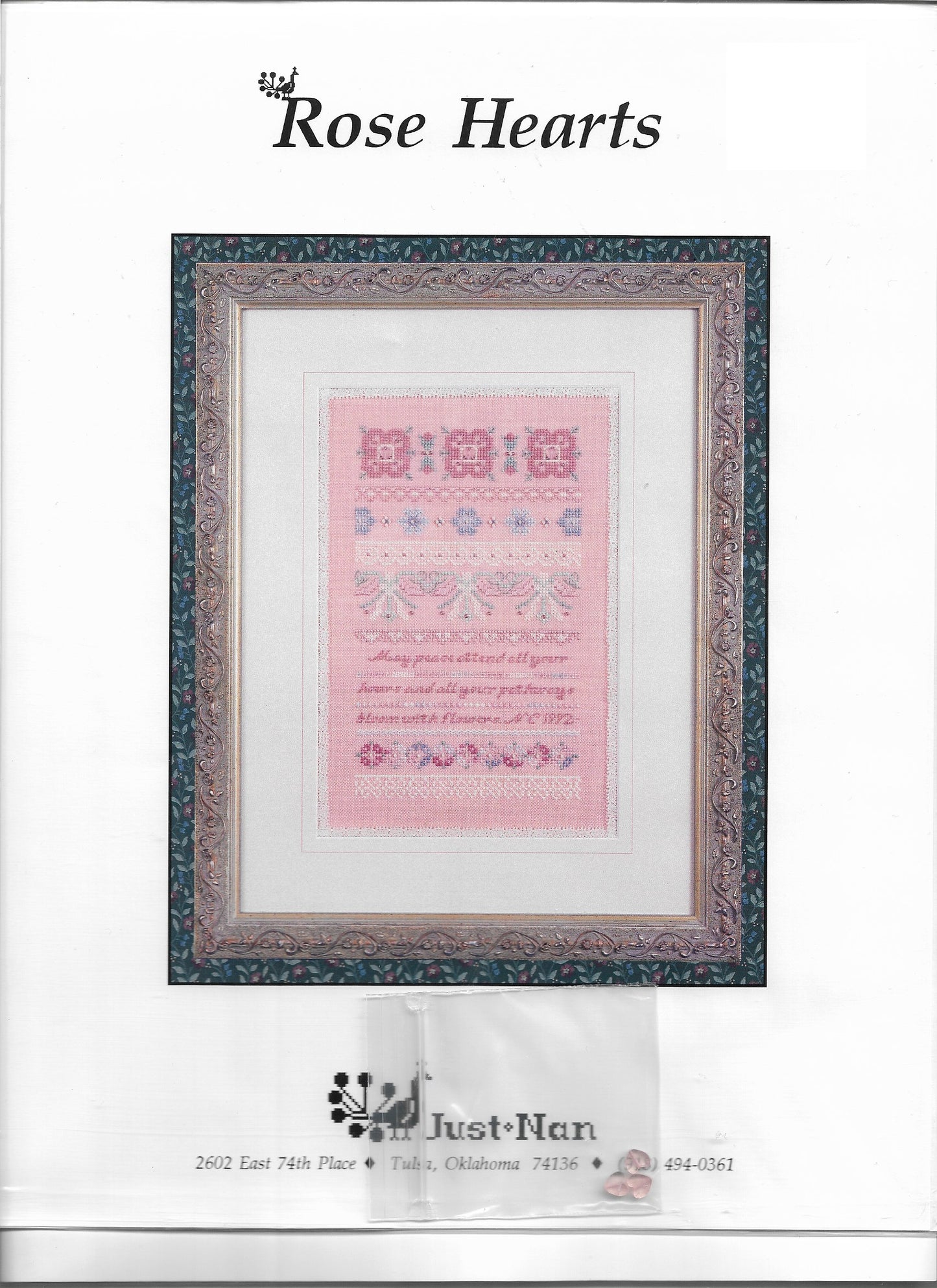 Just Nan Rose Hearts JN009 cross stitch pattern