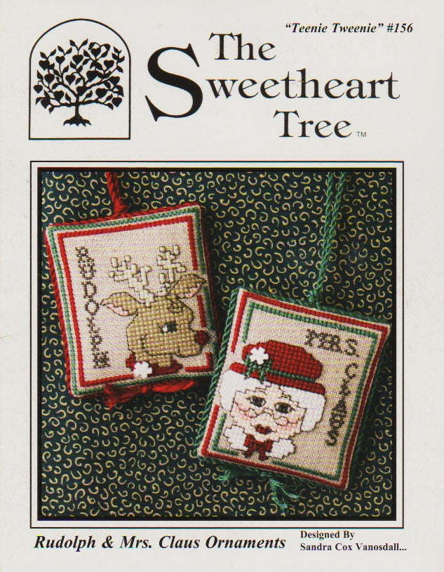 Sweetheart Tree Rudolph & Mrs. Claus Ornaments Teenie Tweenie #156 cross stitch christmas ornament pattern