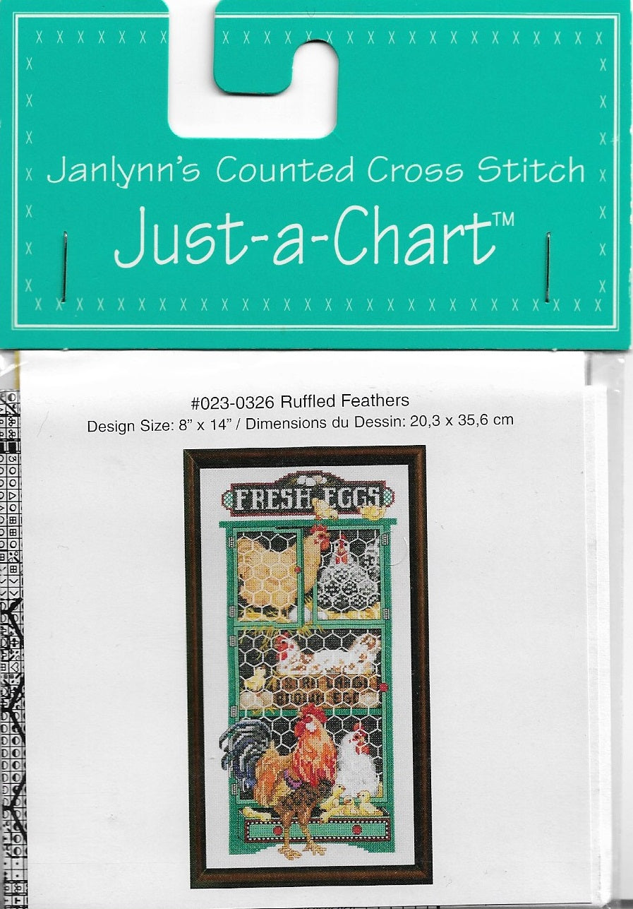 JanLynn Ruffled Feathers rooster hen cross stitch pattern