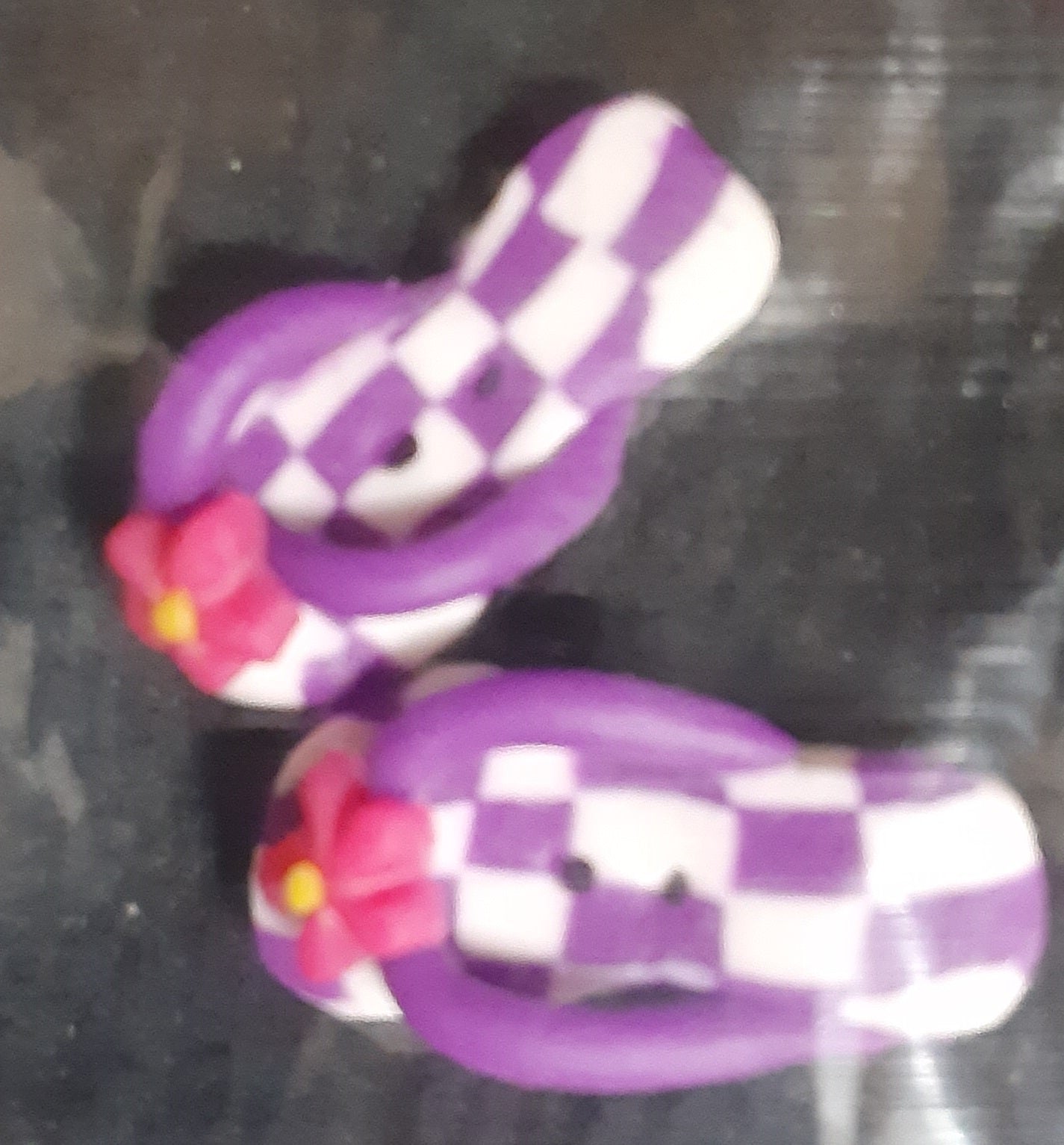 Purple Check Flip Flops (Set of 2) buttons