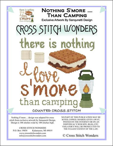 Cross Stitch Wonders Marcia Manning S'more Camping Cross stitch pattern