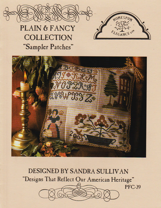 Homespun Elegance Sampler Patches PFC-39 cross stitch pillow pattern