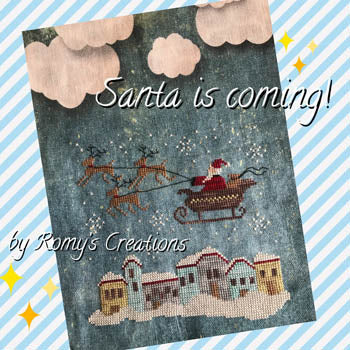 Romy's Creations Santa Is Coming Christmas cross stitch pattern