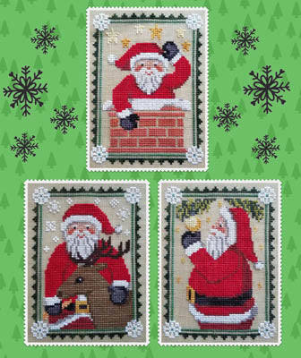 Waxing Moon Santa Trio Christmas cross stitch pattern