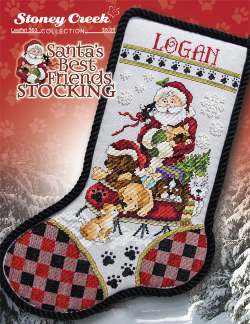 Stoney Creek Santa's Best Friends Stocking LFT563 christmas cross stitch pattern