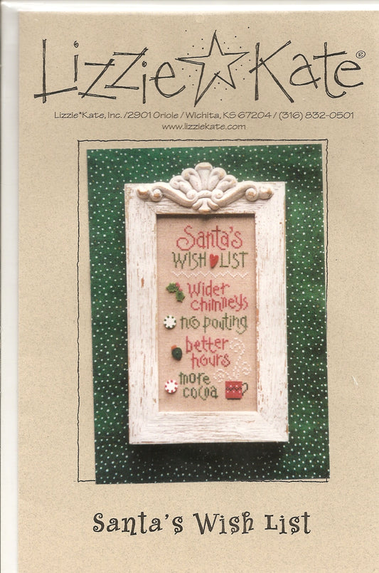 Lizzie Kate Santa's Wish List 084 Christmas cross stitch pattern