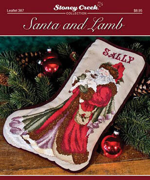 Stoney Creek Santa and Lamb LFT387 christmas stocking cross stitch pattern