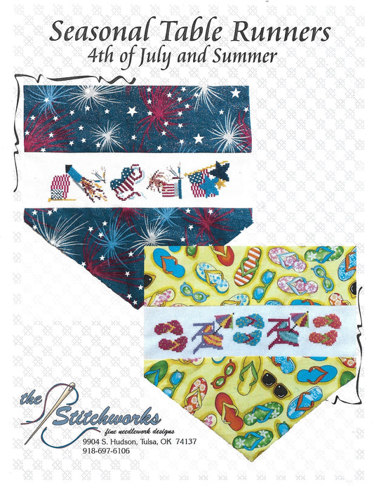 StitchWorks Seasonal Table Runner Designs (4th of July and Summer) cross stitch pattern