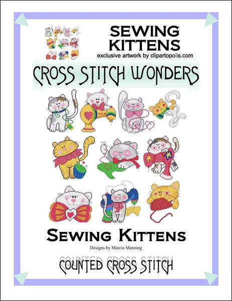 Cross Stitch Wonders Marcia Manning Sewing Kittens Cross stitch pattern