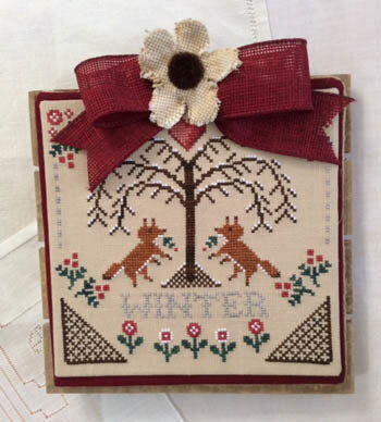 Annie Beez Folk Art Sheltering Tree - Winter cross fox stitch pattern