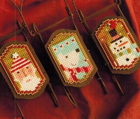 Lizzie Kate Sled Dudes S116 Christmas ornament cross stitch pattern